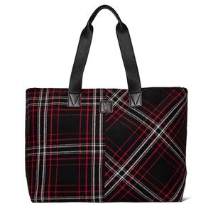 Victoria's Secret Black and Red Plaid Tote Bag
